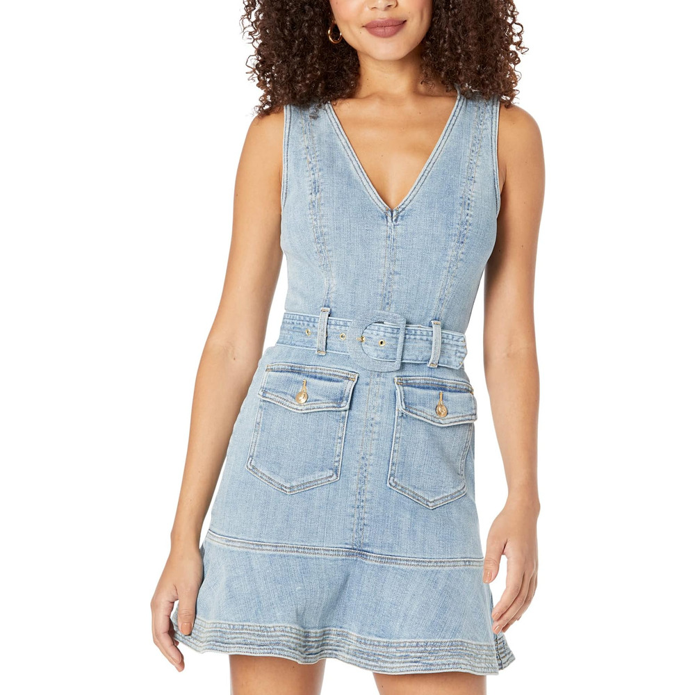 7 For All Mankind 'Patch Pocket' Blue Sleeveless Dress Trio Size S